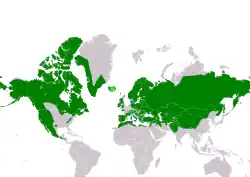 Distribución de Corvus corax