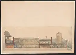 Dibujo arquitectónico de las caballerizas, 1888.