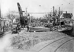 Durante la construcción del subte bajo Avenida Corrientes