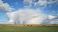 Cumulonimbos sobre la Tierra de Campos, palentina, en España.