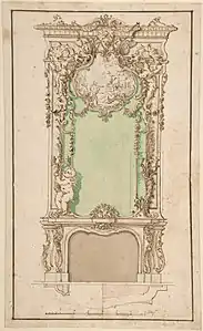 Diseño para una repisa de chimenea de Nicolas Pineau (principios del siglo XVIII)