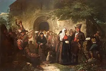 La salida de misa en una aldea de las cercanías de Santiago de Galicia, 1862. Museo de Bellas Artes de Asturias; depósito del Museo del Prado.