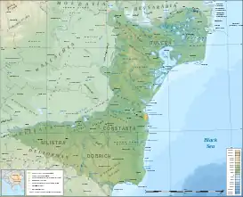 Localización en la región de Dobrudja