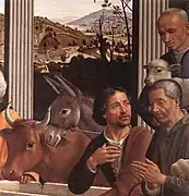 Detalle de la Adoración de los pastores de Domenico Ghirlandaio, (1482-1485), pintura del Quattrocento.