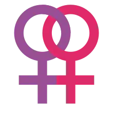 Dos símbolos femeninos enlazados forman el símbolo lésbico.