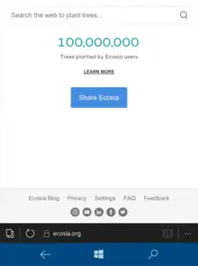 Buscador Ecosia en dispositivo móvil