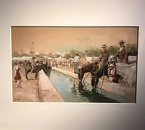 Mariano Pedrero, "El Abrevadero", acuarela (1917).
