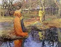 Escena de bosque medieval, 1885