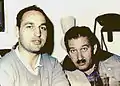 Una pausa en la filmación de Chambú, El Productor Ejecutivo Enrique Gutiérrez y Simón, con el Director Alejandro Kerk