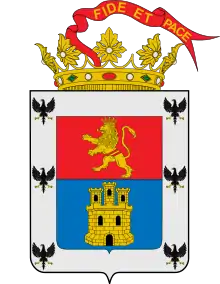 Escudo de armas de la Provincia de Cartago, primera capital de Costa Rica (1821-1823).