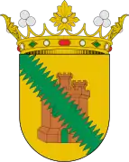 Escudo de la Cuadrilla de Salvatierra (provincia vasca de Álava), con un castillo blasonado como «pardo»