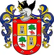 Privilegio de Escudo para Diego Méndez Conquistador, Vecino, Teniente General de Gobernador y Primer Escribano de Puerto Viejo cuando se produjo su fundación. Posteriormente fue Escribano de Santiago de Guayaquil y San Francisco de Quito. Cédula Real con fecha de 14.XII.1551