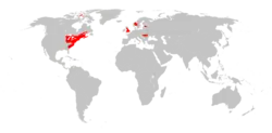 Localidades en que se han recolectado fósiles de Eurypterus.«Eurypterus». Paleobiology Database. Archivado desde el original el 21 de octubre de 2012. Consultado el 20 de mayo de 2011. 