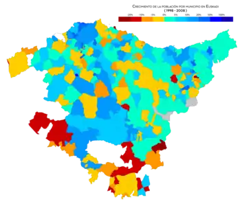 Crecimiento de la población por municipio (2008-2018)