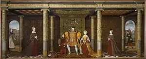 Artista desconocido, La familia de Enrique VIII, con Isabel a la derecha, h. 1545.