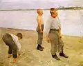 Niños tirando piedras en el río (1890)