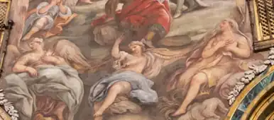 Fig. 42. Mujer pisando un monstruo de siete cabezas y ¿el Deseo?