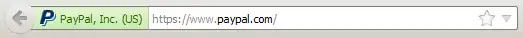 Barra de direcciones de Firefox cuando visita Paypal, que utiliza un certificado de validación ampliada.