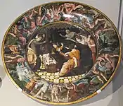 1530, forma de plato, con el nacimiento de Hércules.