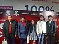 Tito Catacora; Flaviano Quispe, Jesús Luque Colque y Oscar Gonzáles Apaza en la Avant Premiere de "Reinaldo Cutipa" en la ciudad de Juliaca, Puno.