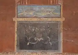 Fresco del pórtico que representa una naumaquia.