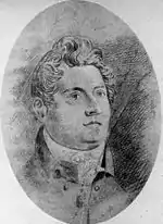 Francis Greenway aparece como el hombre de cara regordeta con nariz aguileña y su cabello arreglado como si fuera azotado por el viento. Se ve inspirado