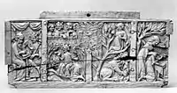 Walters 71196, un panel de caja francés diferente con dos escenas iguales.