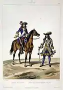 Garde du corps y un oficial del regimiento del rey, 1676.