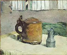 Naturaleza muerta con jarra de arcilla y taza de hierro, 1880.