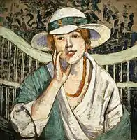 El sombrero blanco y verde'', óleo sobre lienzo, sin fecha