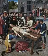 El rey Cambises y el juez Sisamnesdíptico(tabla derecha):el despellejamiento de Sisamnes,1498,Musée Communal, Brujas