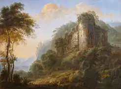 Gillis Neyts, Paysage avec ruines de château -paisaje con ruinas de un castillo  (escuela holandesa del SXVII)