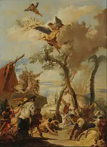 Los hebreos recogiendo el maná en el desierto. Boceto de Tiépolo, 1740.