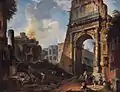 Pannini, Paisaje ideal con el Arco de Tito, c. 1725. Colección privada