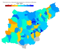 Crecimiento de la población por municipio entre 1998 y 2008