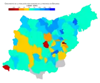 Crecimiento de la población por municipio entre 2008 y 2018