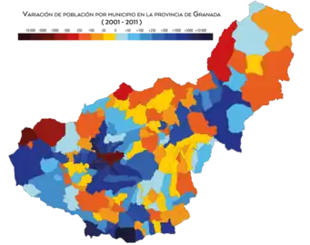Variación de la población entre 2001 y 2011