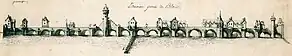 Grabado del puente medieval entre Blois -derecha- y Viena -izquierda- (archivos municipales)