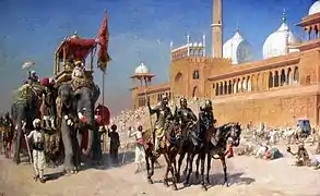A Mughal And His Court Returning From The Great Mosque At Delhi India