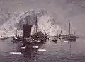 Fiskebåter ved Reine por Gunnar Berg.