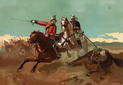Uniforme de campaña: oficial y trompeta (1884).