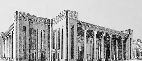 Reconstrucción del Palacio de Darío en Susa. El palacio sirvió de modelo para Persépolis.