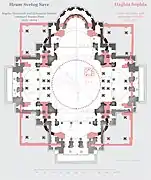 La planta de San Sava superpuesta a la de Santa Sofía de Constantinopla