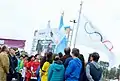 Izamiento de las banderas argentina, olímpica y porteña