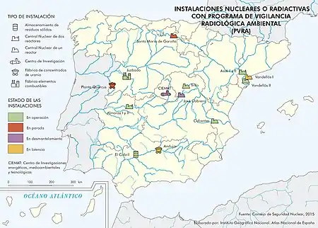 Instalaciones nucleares o radiactivas en 2015