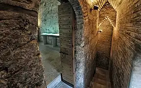Interior de la torre, construcción de alminar almohade con doble torre