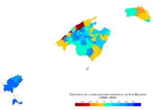 Crecimiento de población por municipio entre 2008 y 2018