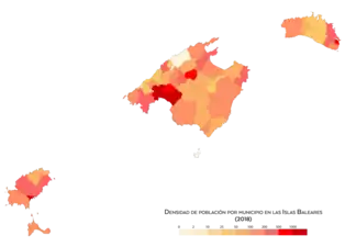Densidad de población por municipio (2018)