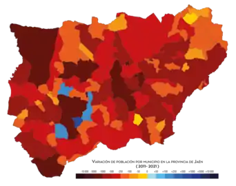 Variación de la población por municipio entre 2011 y 2021