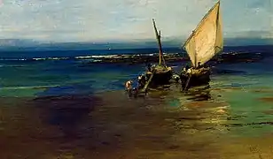 Gabarra esperando la marea